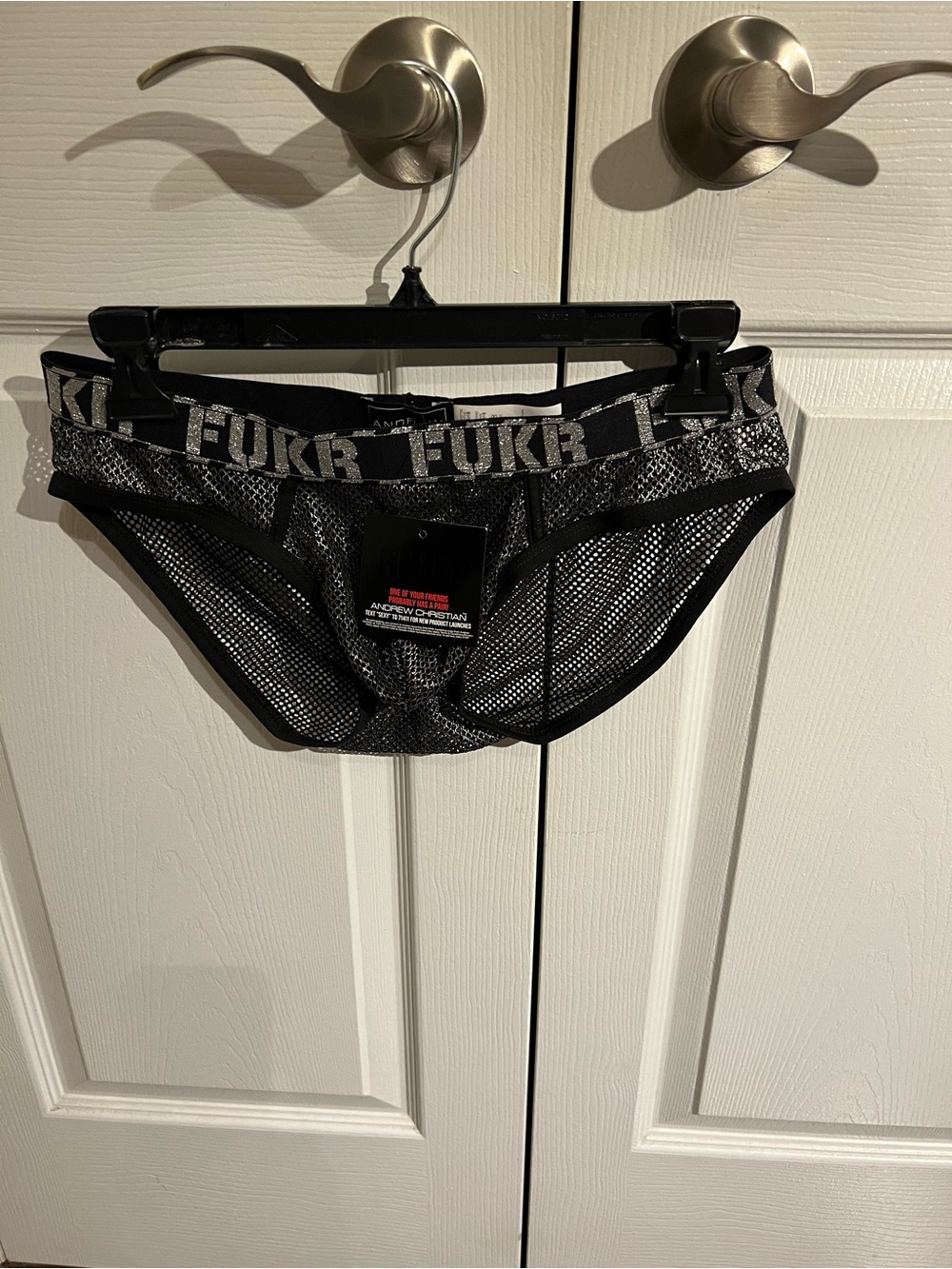 Andrew Christian Black Mesh Brief with Contrasting Logo Waistband
